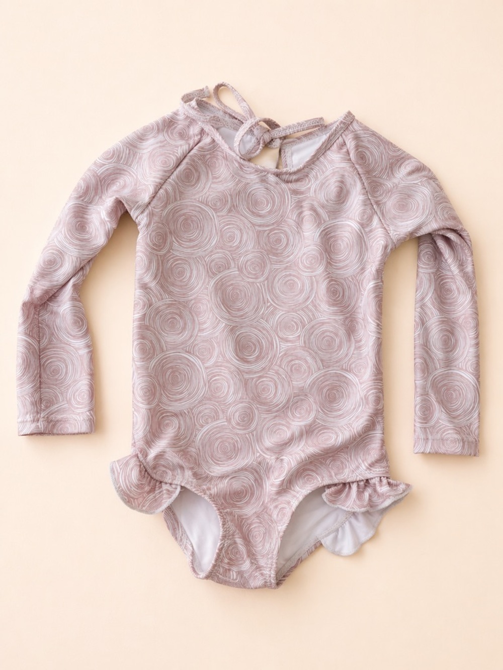 Current Tyed Girls 3/4 The "Rose" Ruffle Rashguard - Pink and White Floral Rose
